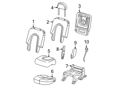 2004 Ford Explorer Rear Seat Components Seat Cushion Diagram for 3L2Z-7863840-CA