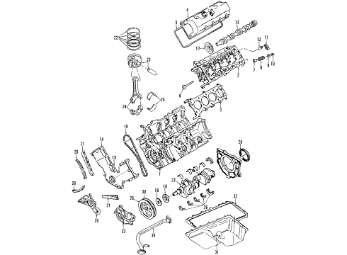 1997 Ford Mustang Engine Parts, Mounts, Cylinder Head & Valves, Camshaft & Timing, Oil Pan, Oil Pump, Crankshaft & Bearings, Pistons, Rings & Bearings Valve Cover Diagram for F6AZ-6582-HA