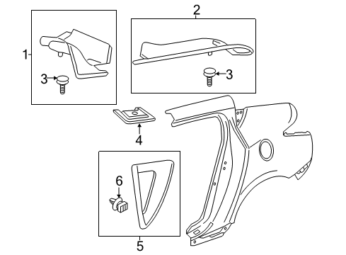 2011 Acura ZDX Exterior Trim - Quarter Panel Garnish Upper Left, Rear Gutter Diagram for 74350-SZN-A00