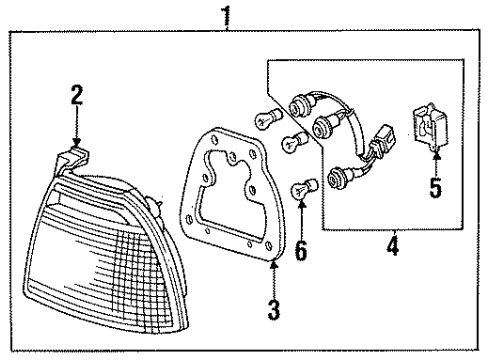 1995 Honda Accord Tail Lamps Taillight Assy., R. Diagram for 33500-SV4-A01
