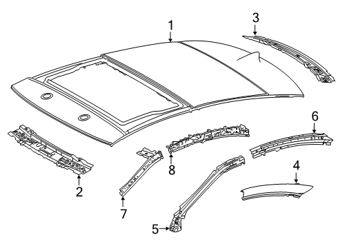 2022 Lexus ES300h Roof & Components Rail Sub-Assembly, Roof Diagram for 61206-06080