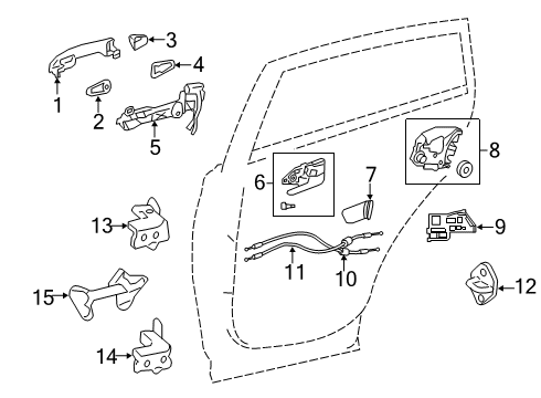 2019 Toyota RAV4 Rear Door Handle Base Diagram for 69204-42060