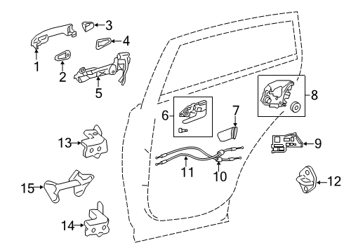 2019 Toyota RAV4 Rear Door Lock Cable Diagram for 69770-42110