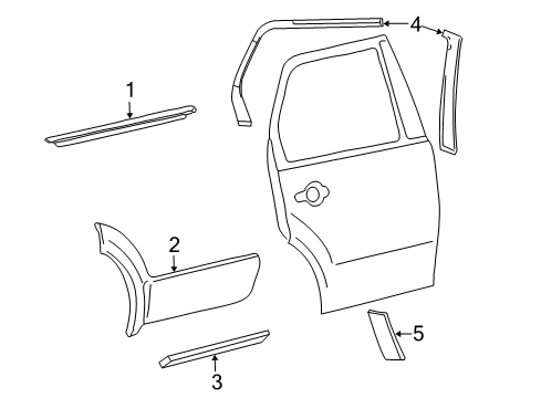 2006 Ford Freestyle Exterior Trim - Rear Door Lower Molding Diagram for 6F9Z-7425556-DAPTM