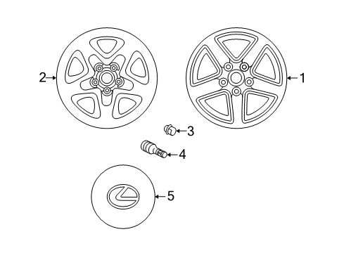 2003 Lexus RX300 Wheels, Covers & Trim Ornament Sub-Assy, Wheel Hub Diagram for 42603-30370