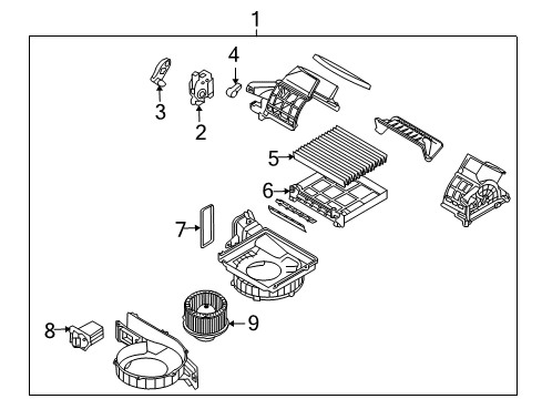 2011 Hyundai Veracruz Blower Motor & Fan Arm-Inlet Door Diagram for 97123-3J000