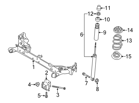 2016 Nissan Juke Rear Suspension Components, Lower Control Arm, Upper Control Arm, Stabilizer Bar Member Suspension Rear Diagram for 55430-1KA0B