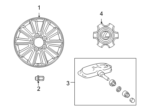 2009 Lexus LX570 Wheels, Covers & Trim Ornament Sub-Assy, Wheel Hub Diagram for 4260B-60060