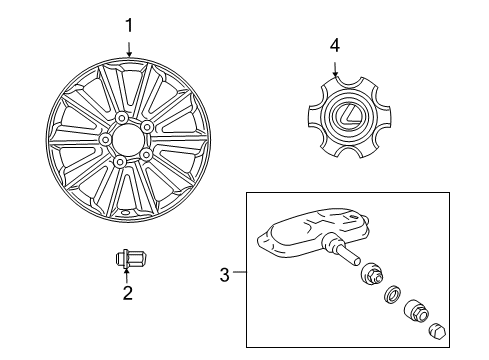 2009 Lexus LX570 Wheels, Covers & Trim Ornament Sub-Assy, Wheel Hub Diagram for 4260B-60080