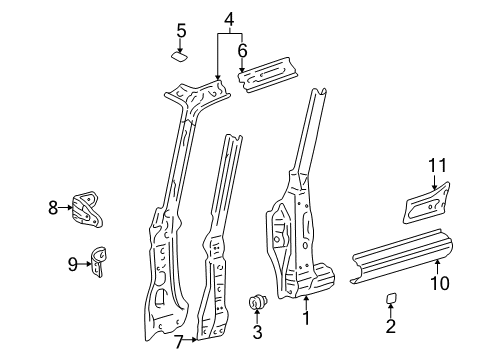 1999 Toyota RAV4 Hinge Pillar, Rocker Panel Roof Rail Diagram for 61231-42040