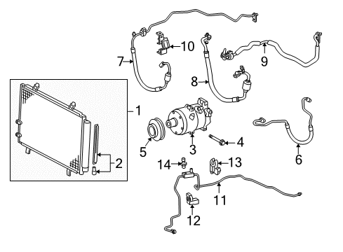 2009 Toyota Avalon A/C Condenser, Compressor & Lines Suction Hose Diagram for 88707-06010