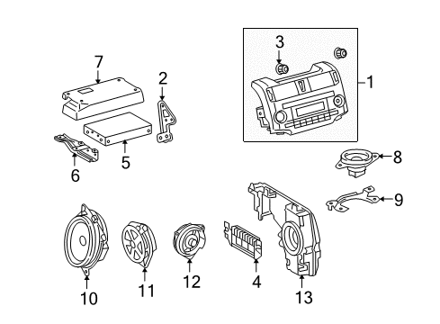 2010 Toyota 4Runner Sound System Rear Door Speaker Diagram for 86160-2B580