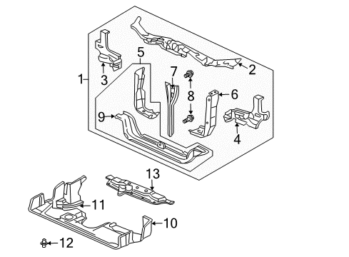 2008 Honda Pilot Radiator Support Panel Set, Left Front Bulkhead Diagram for 04611-S9V-A01ZZ