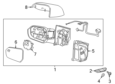 2017 Chevrolet Volt Outside Mirrors Mirror-Outside Rear View (Reflector Glass & Backing Plate) Diagram for 84269461