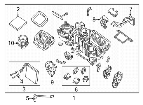 2022 Nissan Frontier Evaporator & Heater Components, Blower Motor & Fan CORE ASSY-FRONT HEATER Diagram for 27140-9BU0A