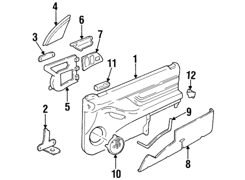 1992 Oldsmobile Achieva Interior Trim - Front Door Bezel Asm-Front Side Door Inside Handle *Gray Mount Diagram for 22588803