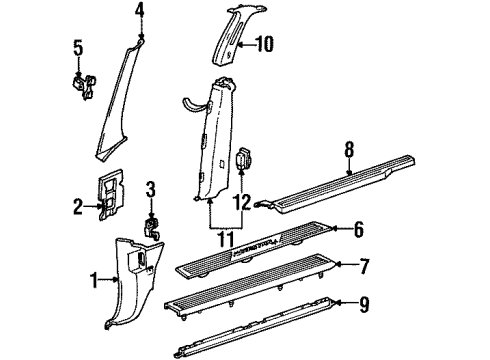 2001 Ford Windstar Interior Trim - Pillars, Rocker & Floor Upper Trim Panel Diagram for XF2Z-1624357-AAB