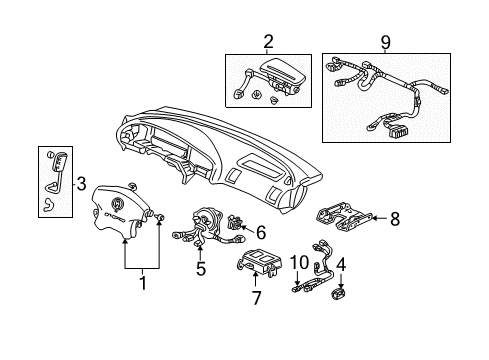 2001 Acura TL Air Bag Components SRS Unit Diagram for 77960-S0K-A82