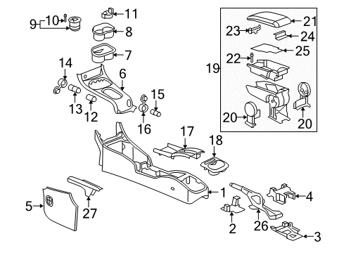 2006 Chevrolet Cobalt Console Armrest Assembly Diagram for 25845924