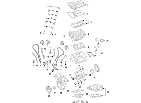 2016 Cadillac CT6 Engine Parts, Mounts, Cylinder Head & Valves, Camshaft & Timing, Variable Valve Timing, Oil Pan, Oil Pump, Balance Shafts, Crankshaft & Bearings, Pistons, Rings & Bearings Piston Rings Diagram for 12672413