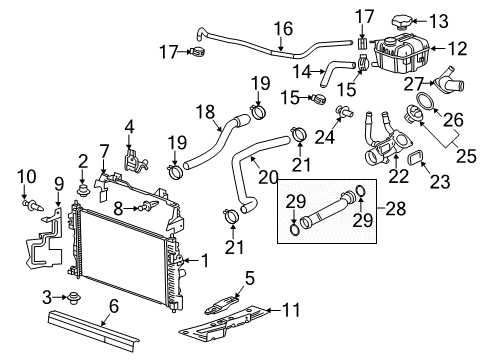 2011 Buick LaCrosse Radiator & Components Reservoir Hose Diagram for 20809018