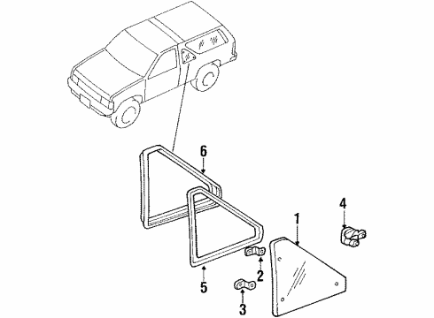 1988 Nissan Pathfinder Quarter Panel - Glass & Hardware WEATHERSTRIP Side Window 1ST RH Diagram for 83332-41G00