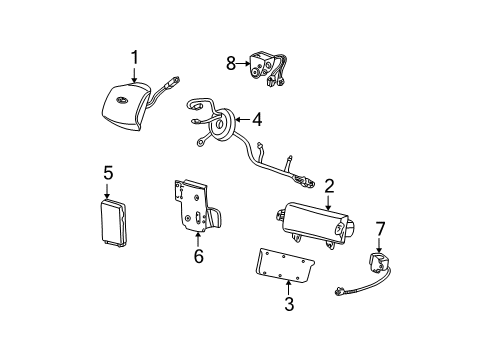 2003 Ford F-250 Super Duty Air Bag Components Driver Air Bag Diagram for 2L3Z-15043B13-AAA