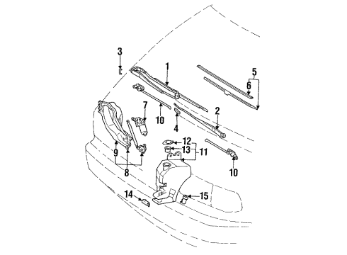 1996 Toyota Previa Wiper & Washer Components Blade Assembly Diagram for 85212-28091