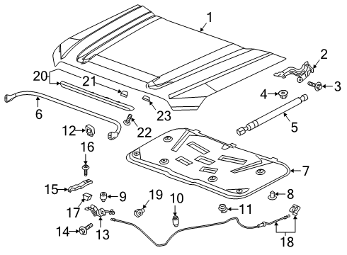 2019 GMC Sierra 1500 Hood & Components Insulator Diagram for 84391125