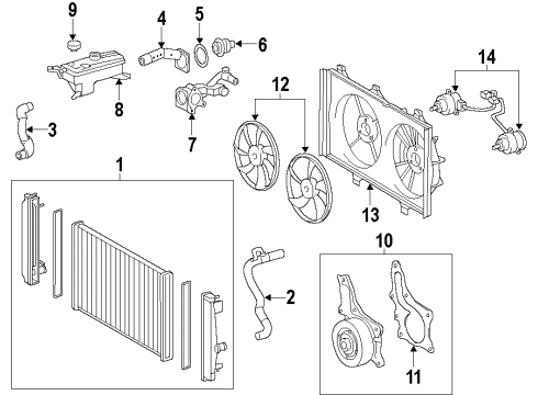 2013 Scion tC Cooling System, Radiator, Water Pump, Cooling Fan Fan Motor Diagram for 16363-28400