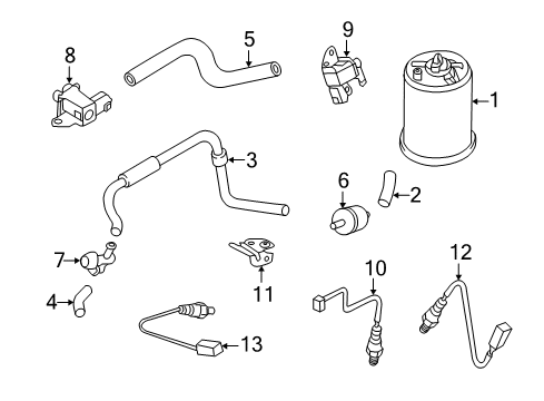 2016 Nissan Versa Note Emission Components Air Fuel Ratio Oxygen Sensor Diagram for 22693-1KT5A