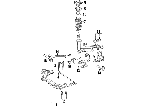 1991 Toyota Supra Front Suspension Components, Lower Control Arm, Upper Control Arm, Stabilizer Bar Shock Absorber Assembly Front Left Diagram for 48510-19135