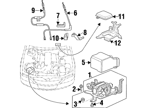 1997 Acura TL Cruise Control System Rubber, Actuator Mount Diagram for 36642-PY3-000