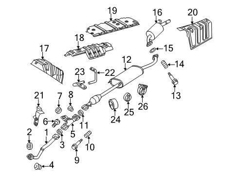 2013 Toyota Highlander Exhaust Components Tailpipe Bolt Diagram for 90105-A0237