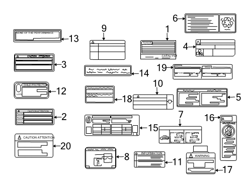 2004 Toyota Prius Information Labels Emission Label Diagram for 11298-21100