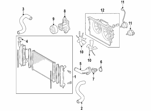Diagram for 2010 Scion tC Cooling System, Radiator, Water Pump, Cooling Fan 