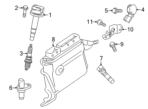 2011 Toyota Prius Powertrain Control Ignition Coil Assembly Diagram for 90919-02258