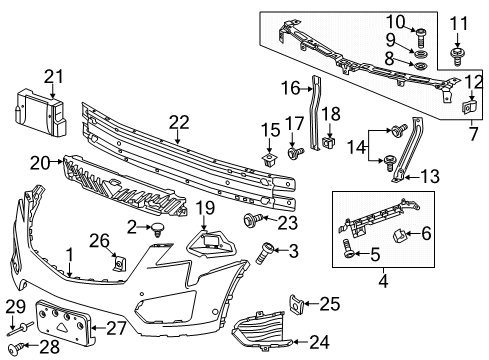 2020 Cadillac XT5 Front Bumper Outer Brace Diagram for 23176332