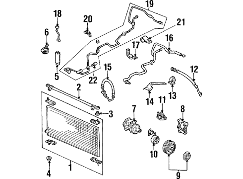 1998 Honda Odyssey A/C Condenser, Compressor & Lines Motor, Cooling Fan Diagram for 38616-P8C-A01