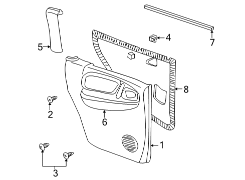 2002 Dodge Durango Interior Trim - Rear Door Shield-Rear Door Diagram for 55256689AC