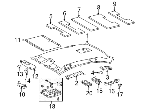 2007 Lexus GS350 Interior Trim - Roof Lamp Assy, Map Diagram for 81260-30A60-A0