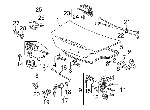 2008 Honda S2000 Trunk Clip, Tubular Diagram for 91512-SR3-004