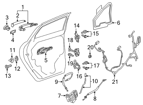2022 Cadillac XT6 Lock & Hardware Cover Diagram for 13517636