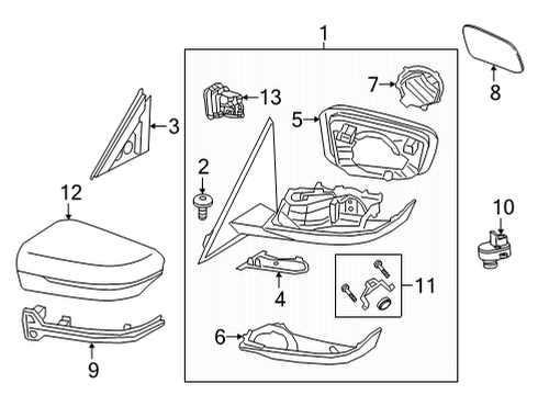 2021 BMW M440i Parking Aid Outside Mirror Cover Cap, Le Diagram for 51168492897