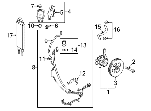 2018 Nissan Titan XD P/S Pump & Hoses, Steering Gear & Linkage Hose Assy-Suction, Power Steering Diagram for 49717-EZ30A