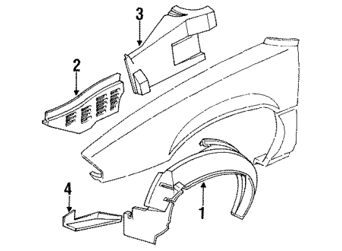 1990 Pontiac Grand Prix Splash Shields Liner Asm-Front Fender Diagram for 10282927