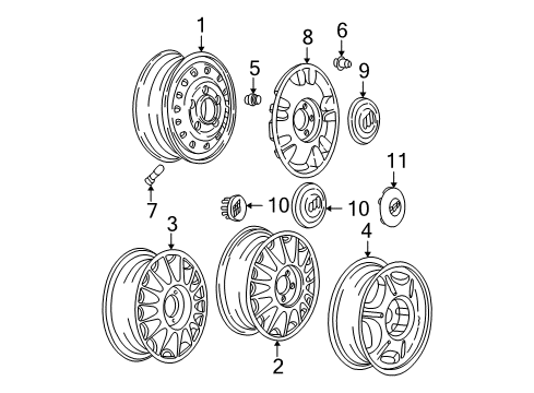 2000 Buick Century Wheels, Covers & Trim Wheel Cover Diagram for 9595683