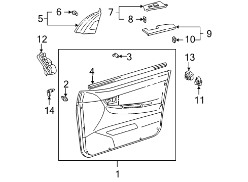 2003 Toyota Corolla Door & Components Door Trim Panel Diagram for 67650-02420-E2