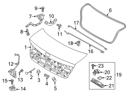 2016 Kia Optima Trunk Trunk Lid Latch Assembly Diagram for 812302T001
