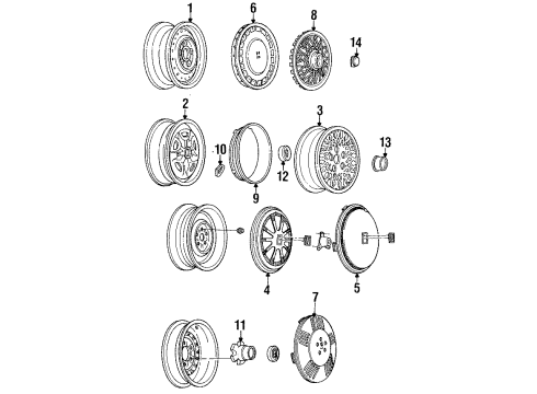 1993 Oldsmobile Cutlass Cruiser Wheels Wheel TRIM COVER Assembly *Slate M Mount Diagram for 9592641